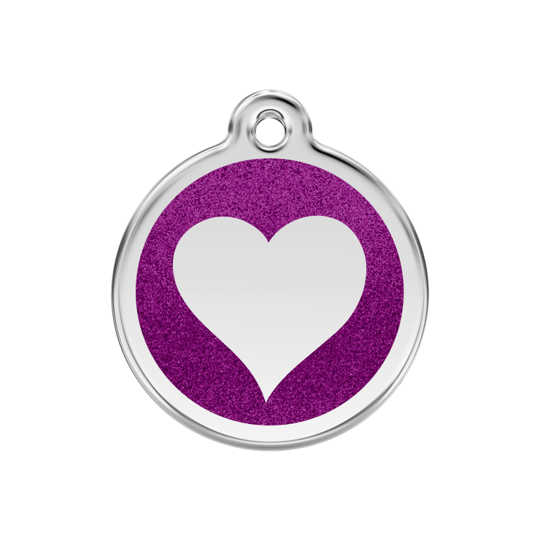 Vue avant - Médaille personnalisée pour chien Red Dingo Émail pailleté violet - Size M