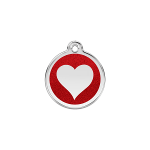 Red Sparkling Heart Cat or Small Dog ID Tag Small