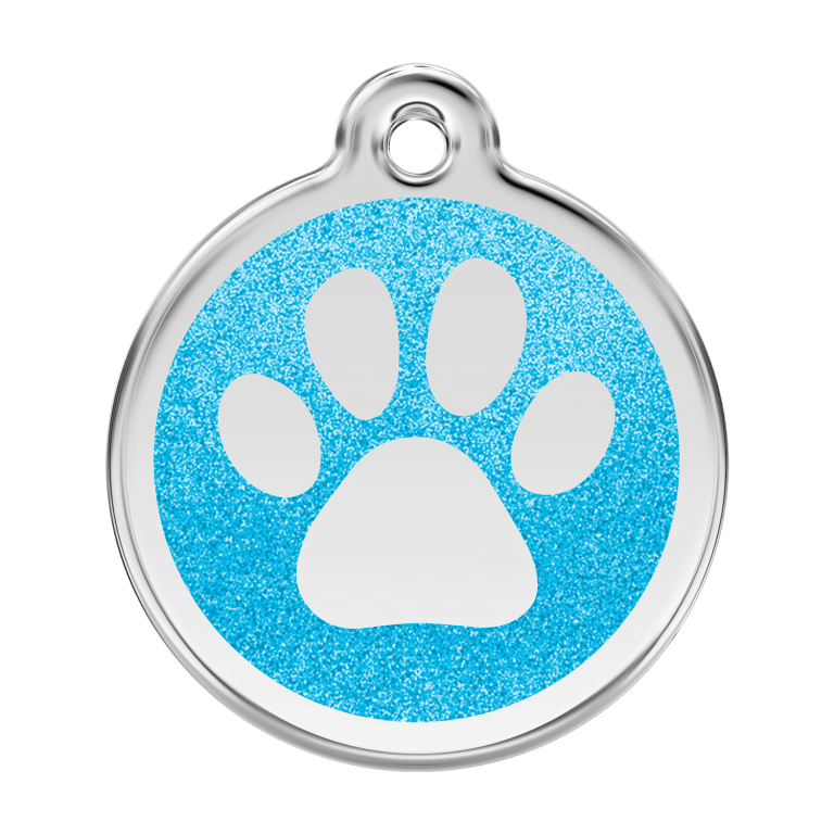 Vue avant - Médaille personnalisée pour chien Red Dingo Émail pailleté Aqua 38.00mm