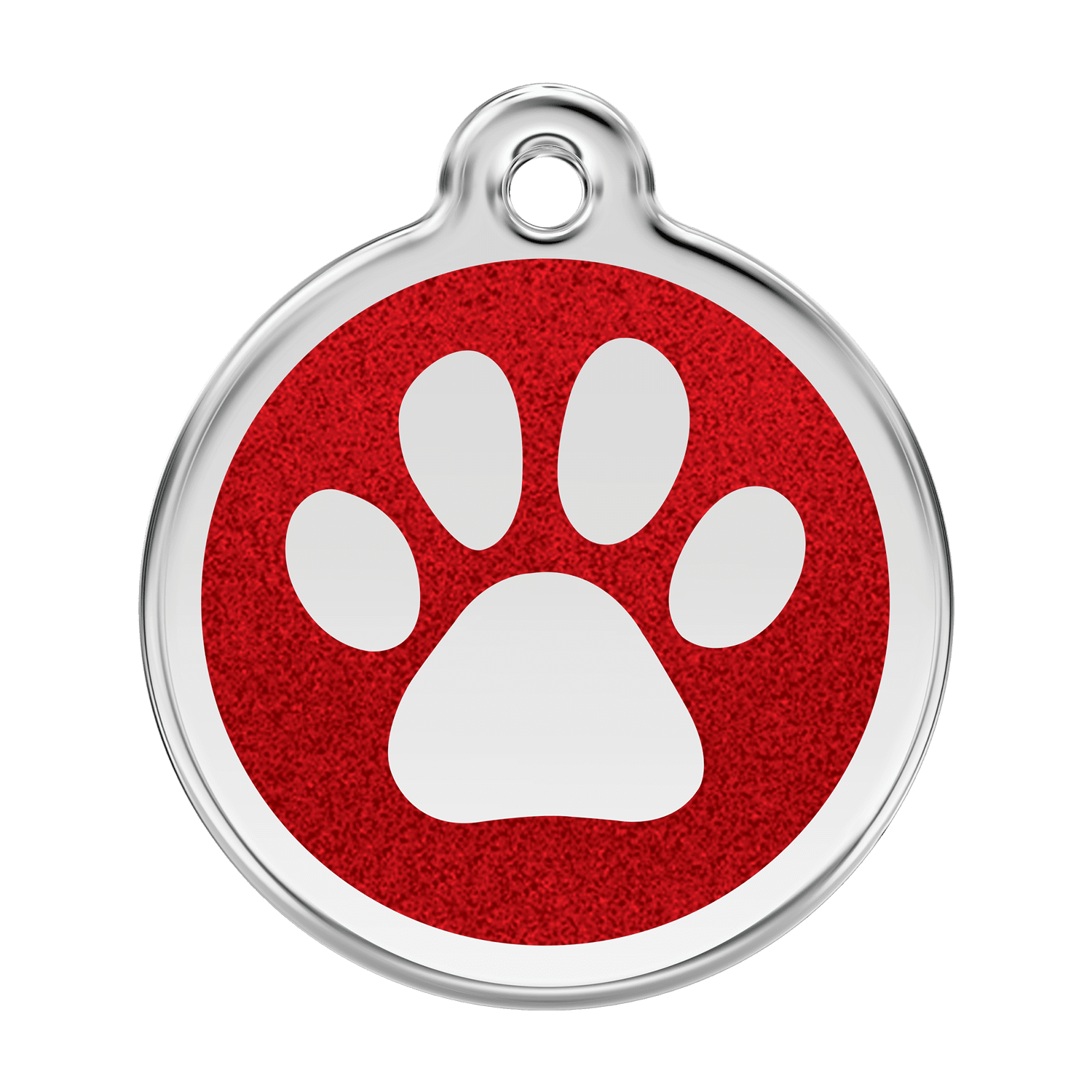 Vue avant - Médaille personnalisée Red Dingo Émail pailleté rouge - Size L pour chien - Réf : 0X-PP-RE-LG