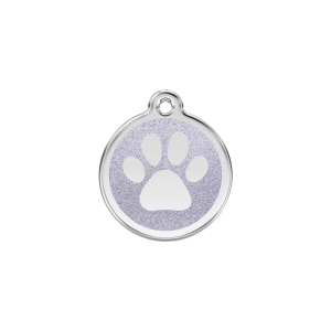 Silver Sparkling Paw Print Cat & Small Dog ID Tag Small
