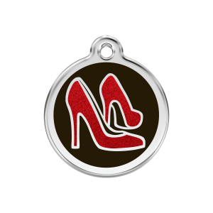 Medium Dog ID Tag with Red Glitter Shoe Design