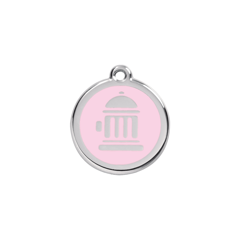 Vue avant - Médaille personnalisée pour chien/chat Red Dingo Émail/Acier inoxydable Bouche d'incendie Rose S 20.00 7G
