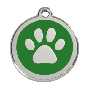 Large Green Paw Print Dog ID Tag
