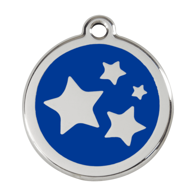 Vue avant - Médaille personnalisée émail et acier inoxydable étoile bleu foncé - Size L - Red Dingo