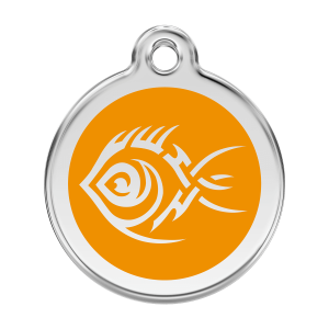 Orange Tribal Fish Dog ID Tag Large
