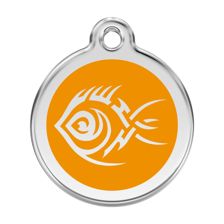 Vue avant - Médaille personnalisée pour chien Red Dingo Poisson tribal Orange - Size L