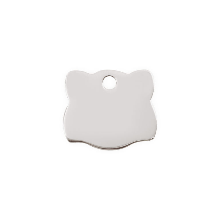 Vue arrière - Médaille personnalisée pour chat Red Dingo - Plat en acier inoxydable - Tête de chat - Size S