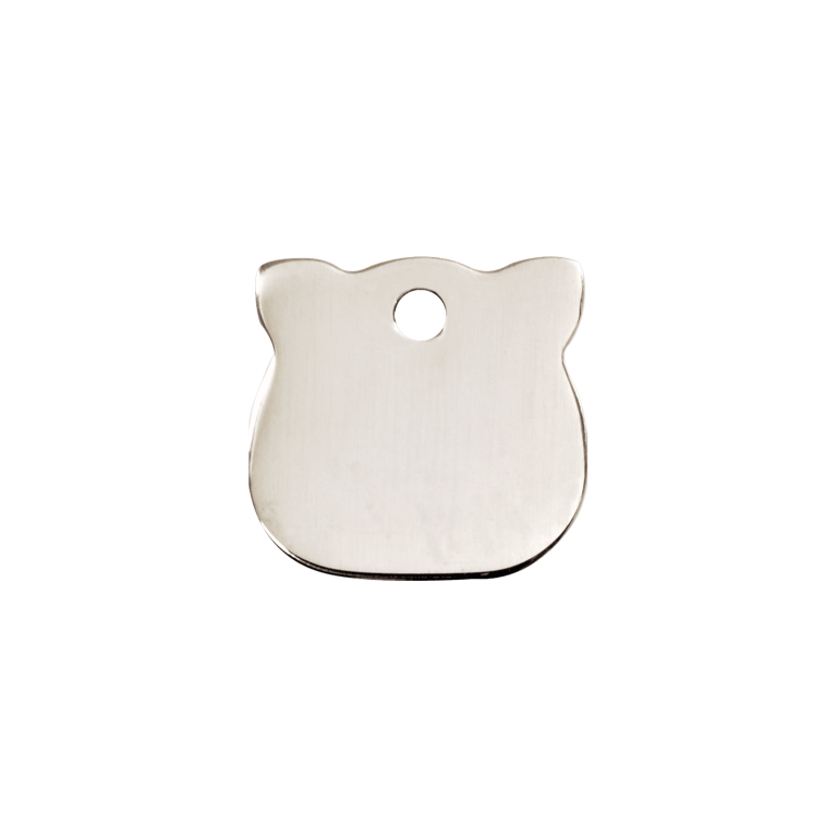 Vue arrière - Médaille personnalisée pour chat Red Dingo - Plat en acier inoxydable - Tête de chat - Size S