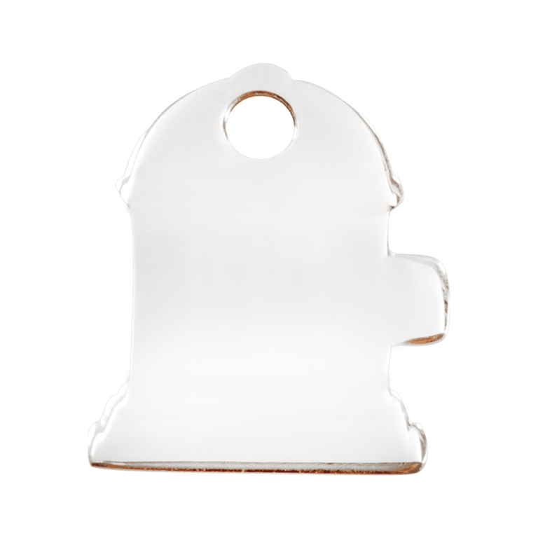 Vue arrière - Médaille personnalisée Red Dingo - Plat acier inoxydable - Bouche d'incendie - Size S - Réf. 02-FH-ZZ-SM