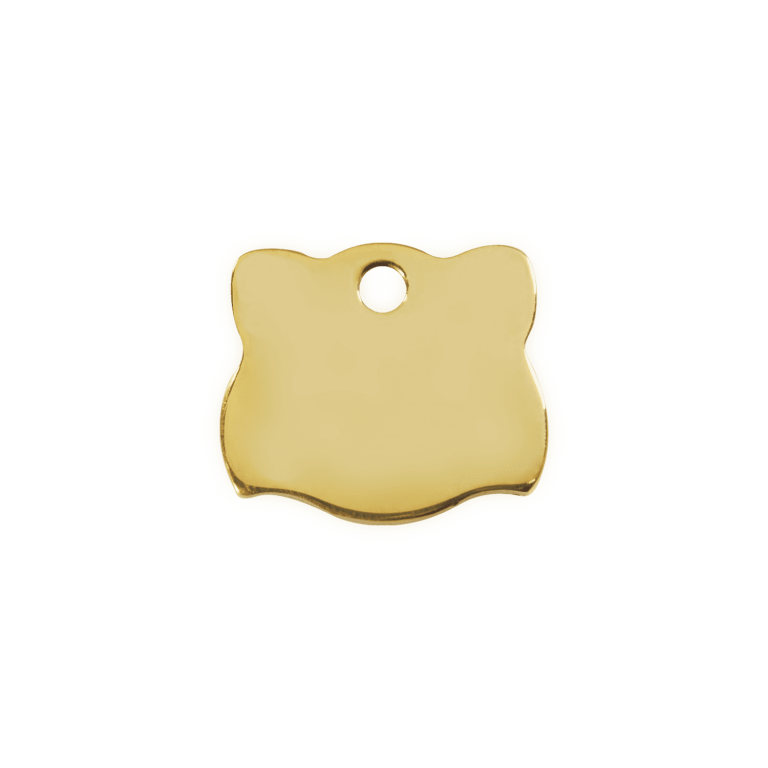 Vue arrière - Médaille personnalisée pour chat Red Dingo Laiton plat - Tête de chat - Size S