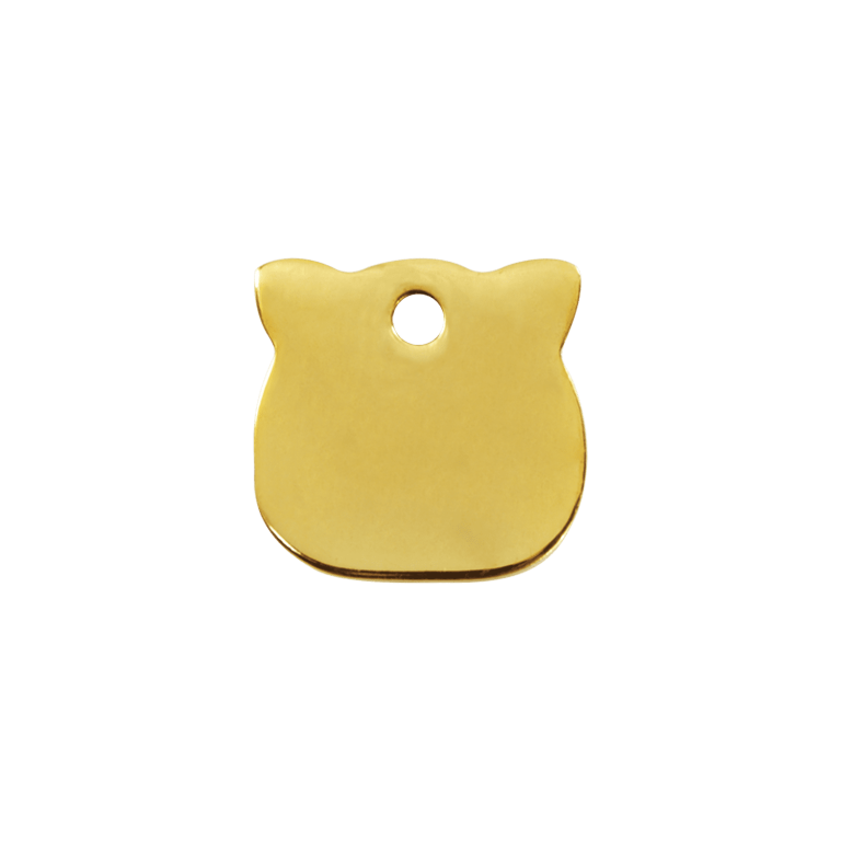Vue arrière - Médaille personnalisable pour chat Red Dingo Laiton plat tête de chat - Size S - 03-CH-ZZ-SM