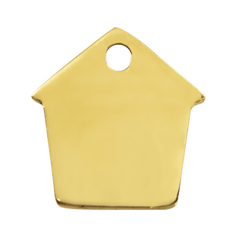 Vue arrière - Médaille personnalisée pour chien Red Dingo Laiton plat - Motif Niche - Size M
