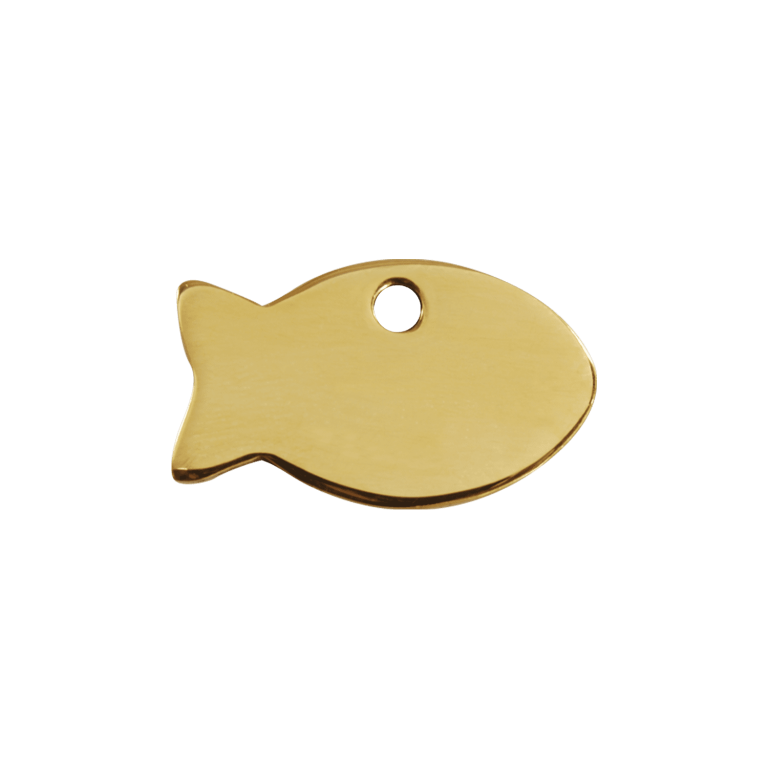 Vue arrière - Médaille personnalisable Red Dingo Laiton plat motif poisson - Size S - 03-FI-ZZ-SM