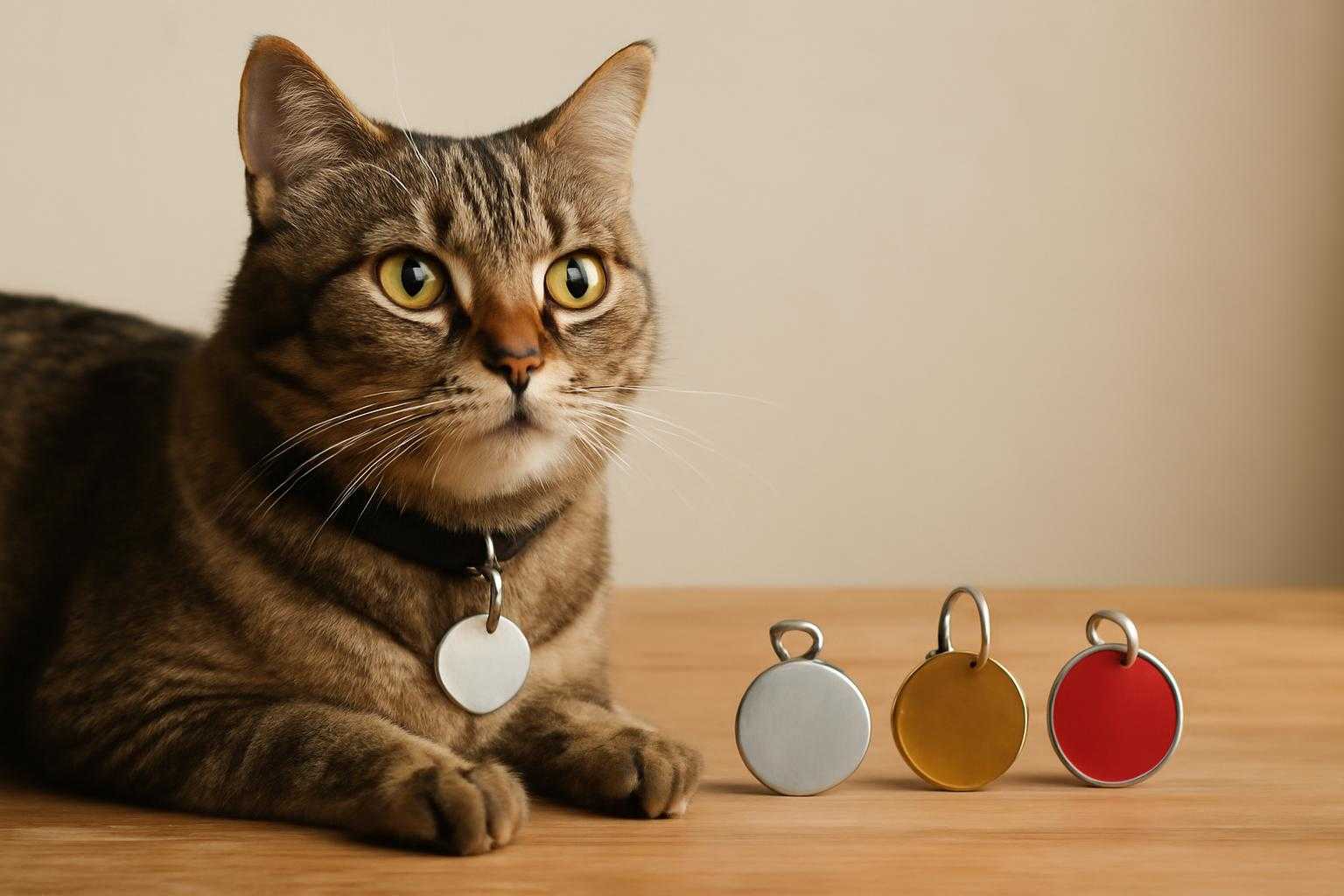 Dog and cat wearing pet ID tags to illustrate durable tag materials